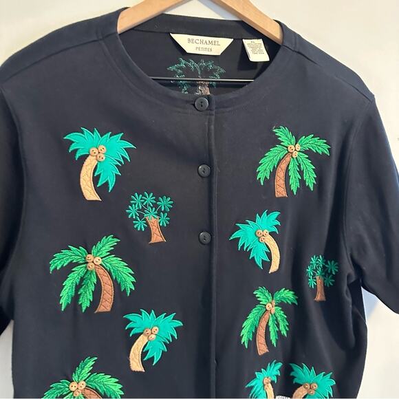Vintage Bechamel Black Green Palm Tree Cropped Top Large - Picture 8 of 10